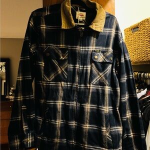 Wrangler Navy and Tan Plaid Shirt Jacket
